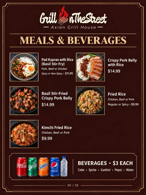 Meals & beverages menu page