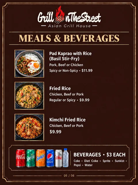 Meals & beverages menu page