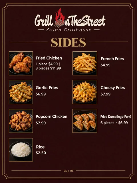Sides menu page